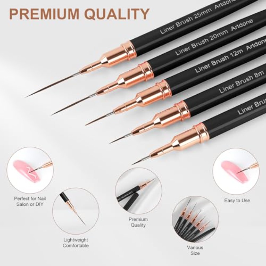 Metallic Nail Art Pens, Liner  - Detailing Brush Set 评论和价格