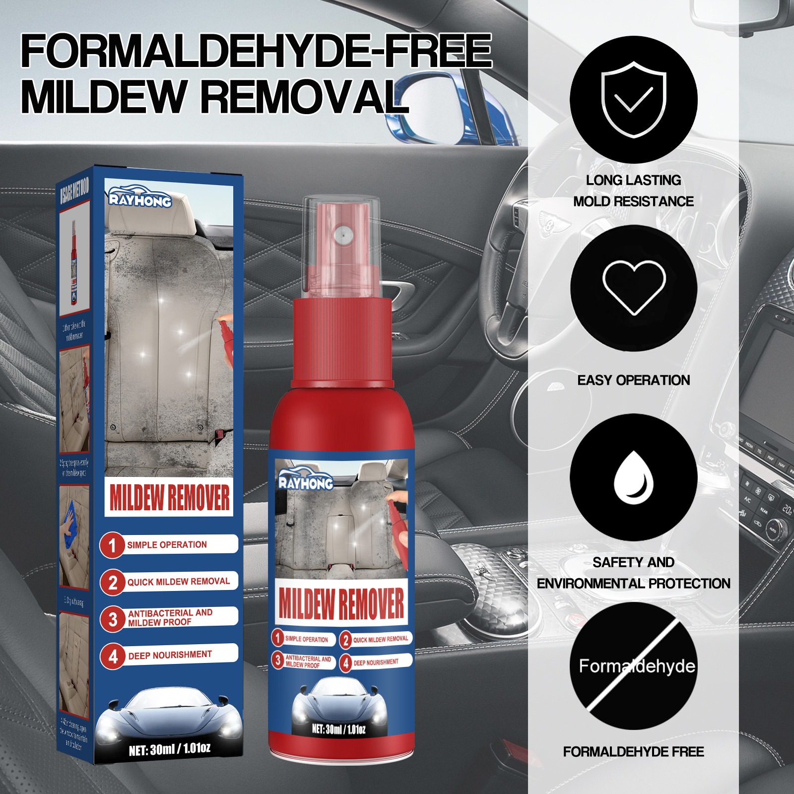 Car Mildew Remover Spray Multi - Leather Cleaner Interior 评论和价格